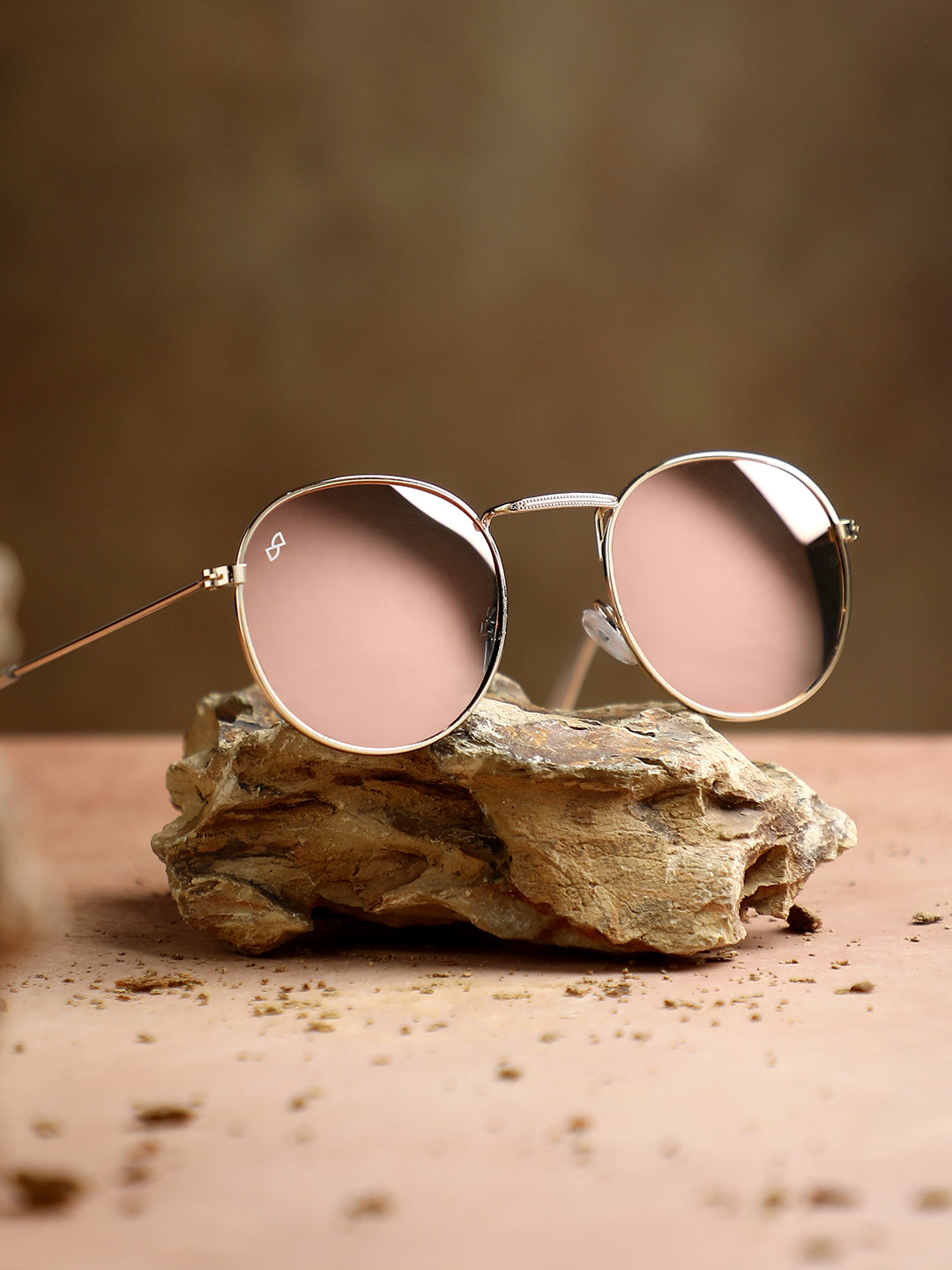 Round sunglasses rose gold on sale