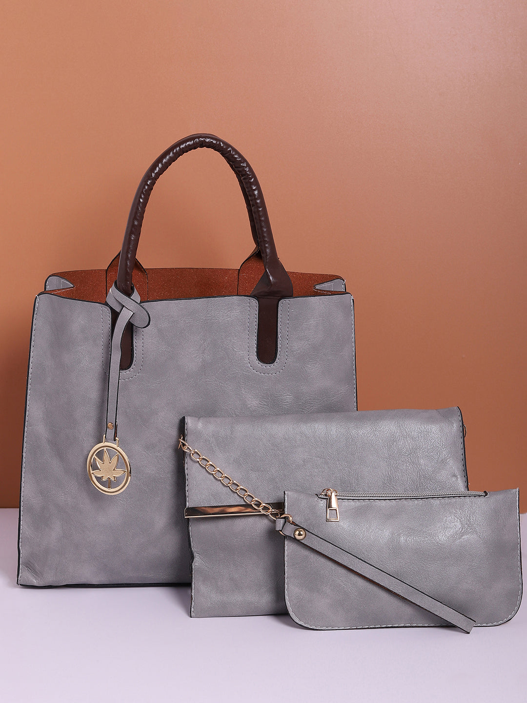 Gray tote purse best sale