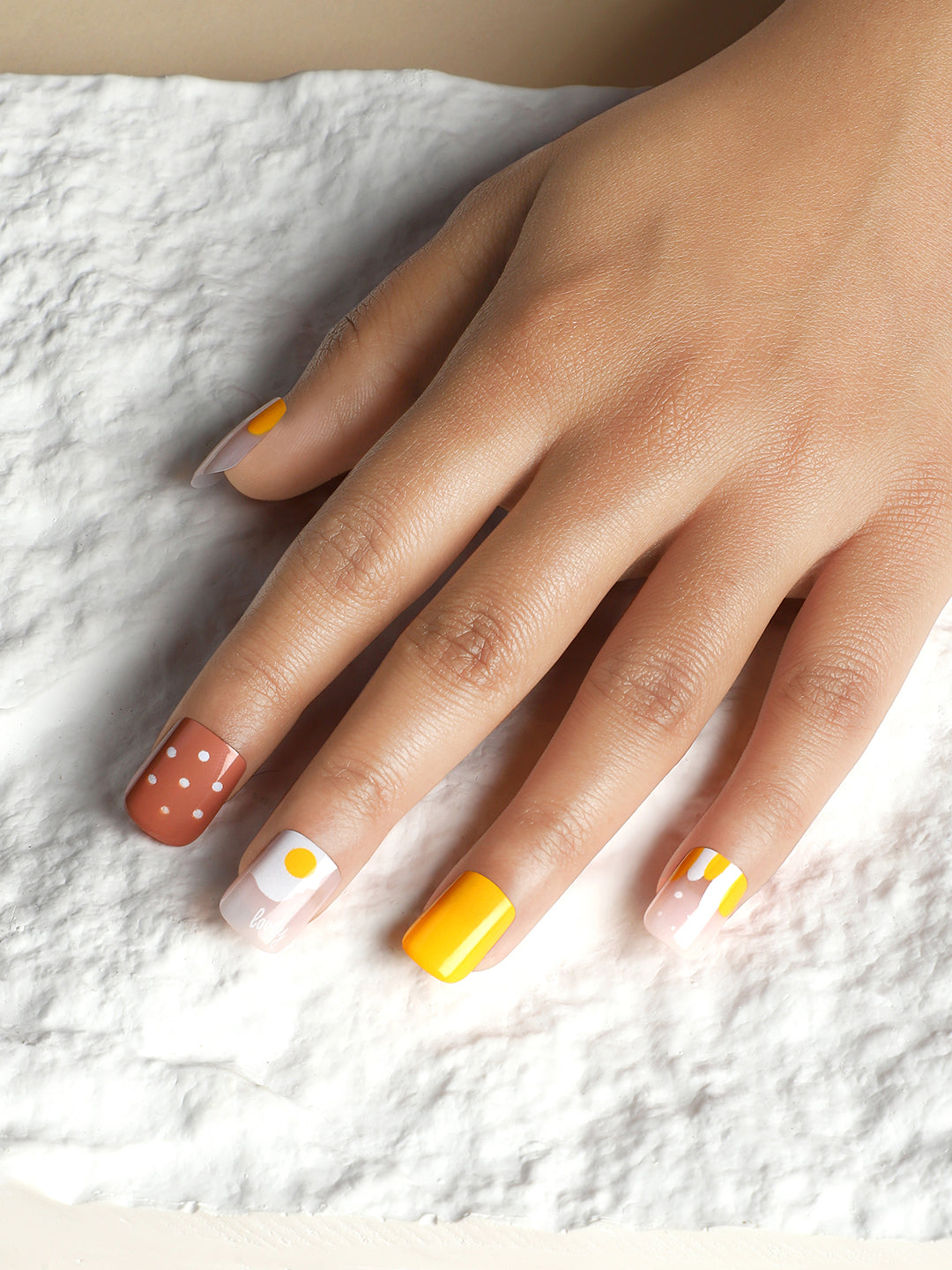 The Morgen Press-On Nails - Lemon Yellow:Ash Brown