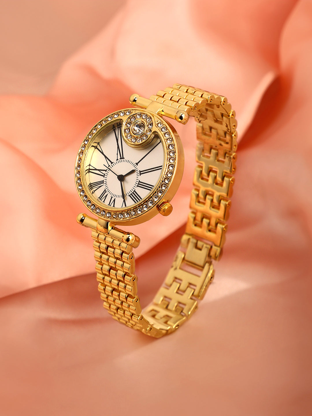 The Opulent Roman Round Watch - California Gold