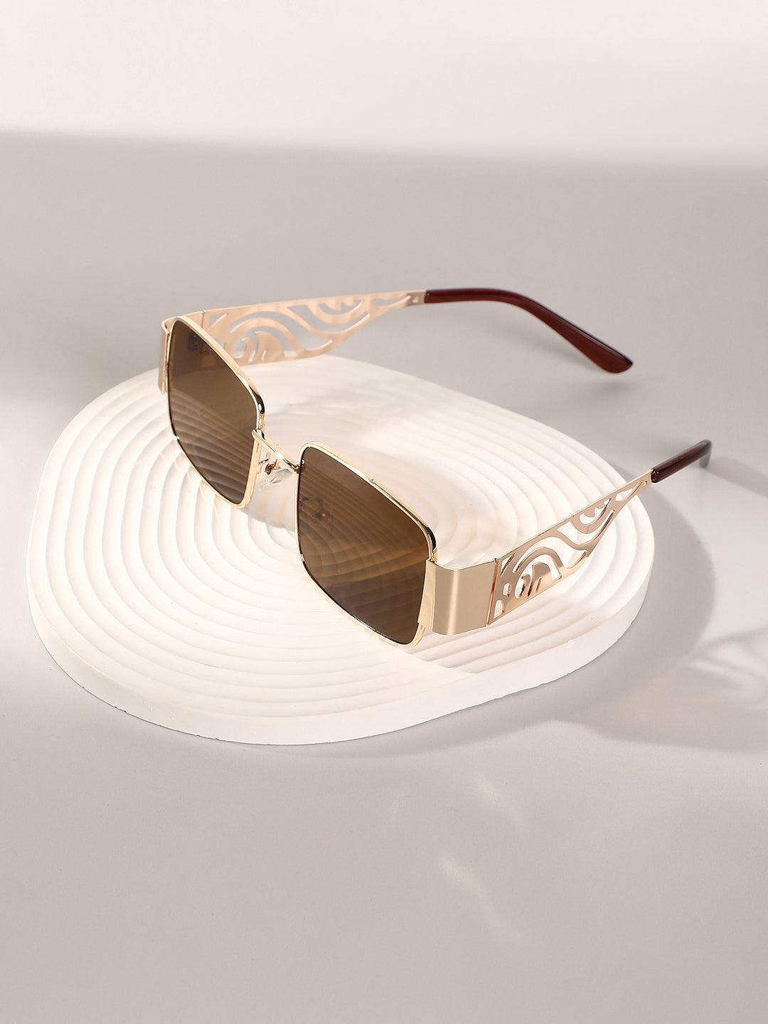 The Swirl Rectangular Sunglasses - Coffee Brown