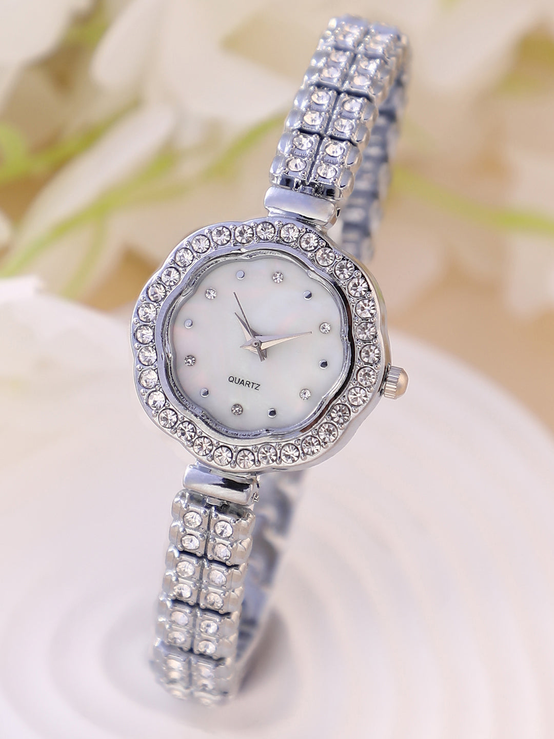 Embellished Swirl Round Watch