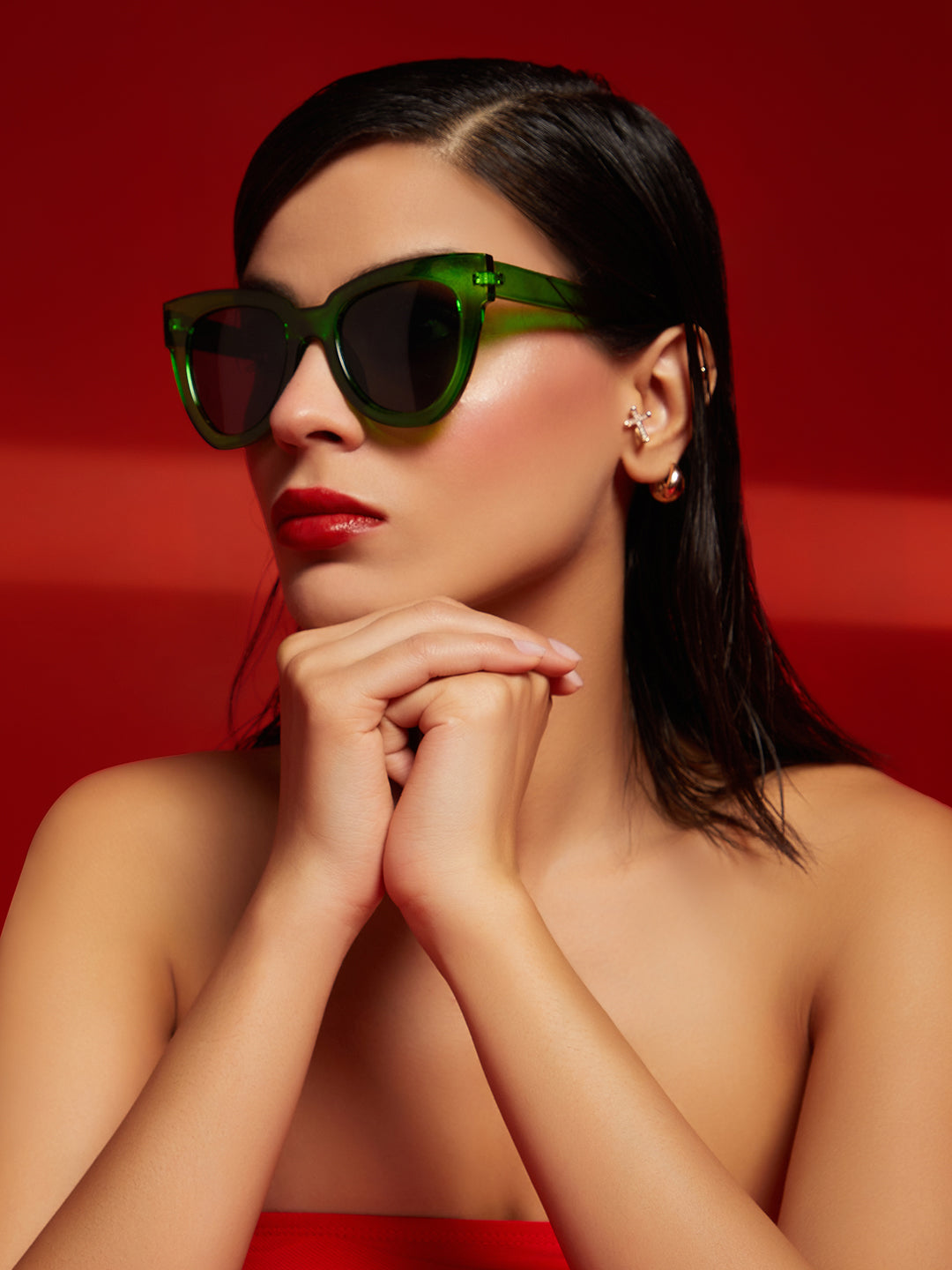 Black Lens Green Butterfly Sunglasses