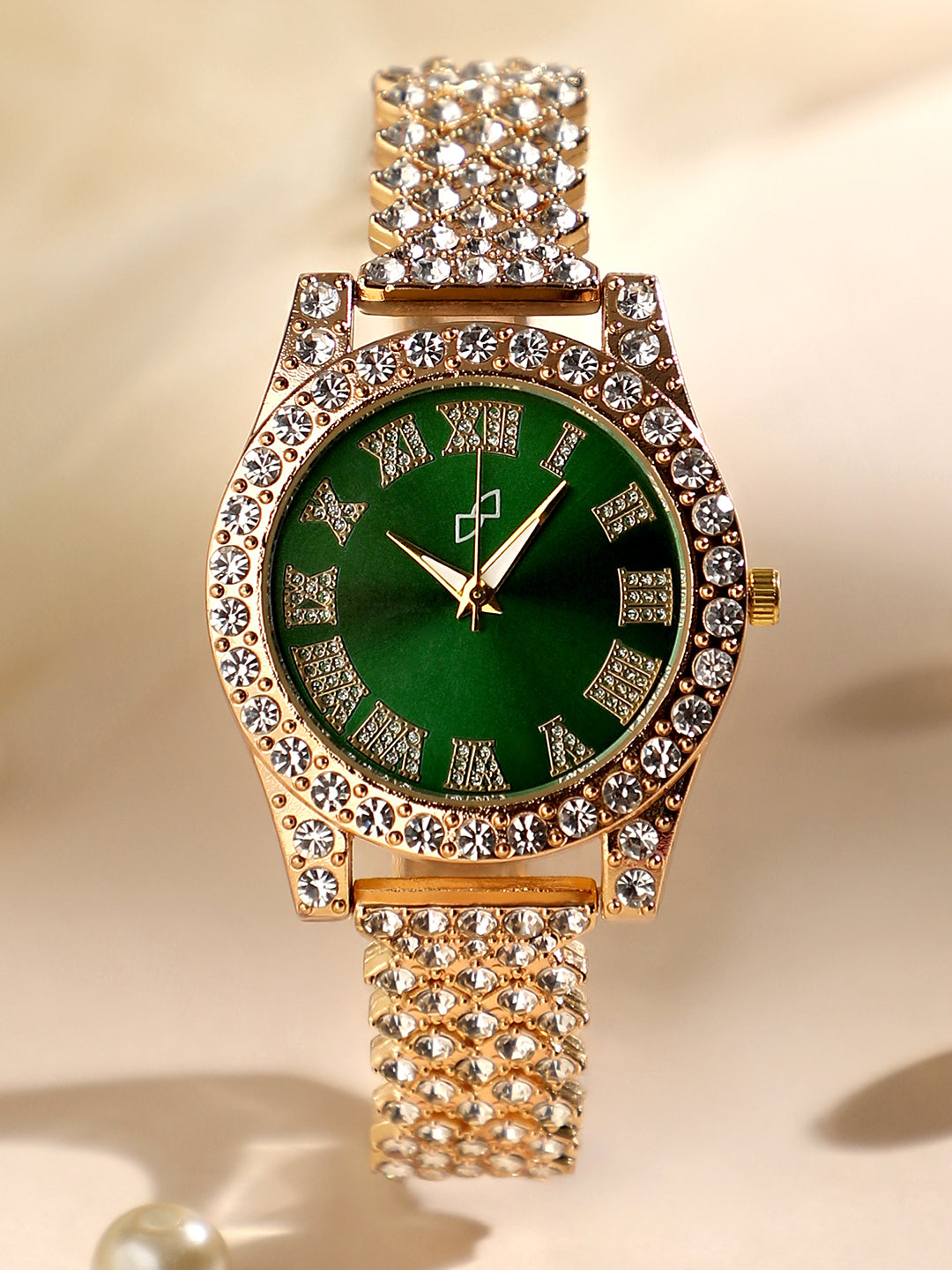 Embellished Contrast Round Watch