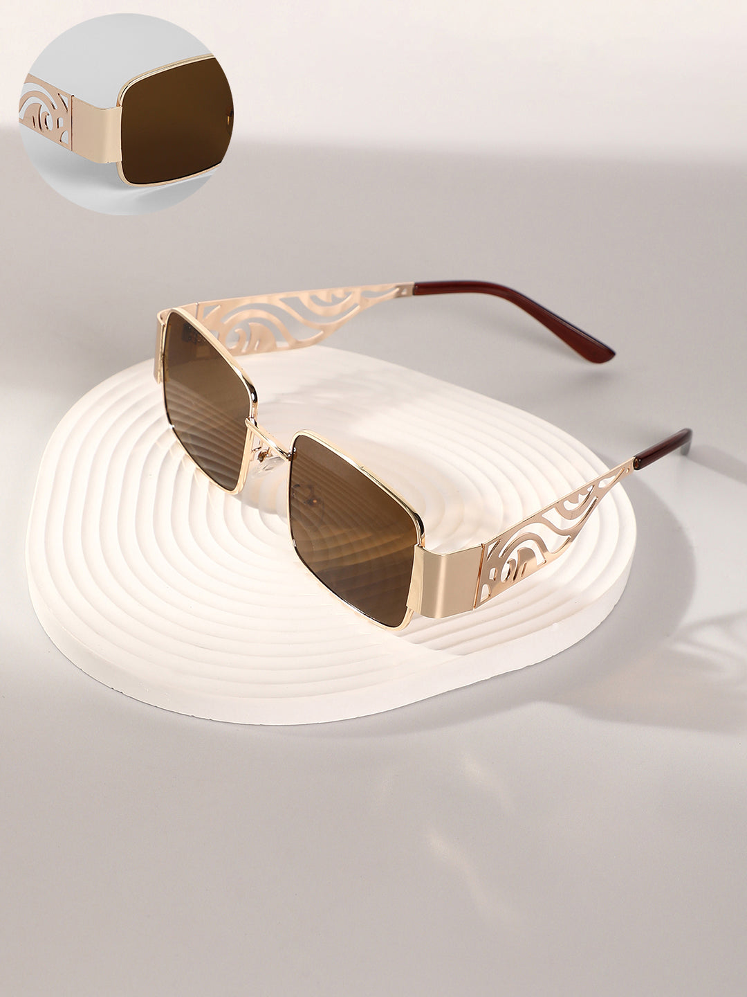 The Swirl Rectangular Sunglasses - Coffee Brown