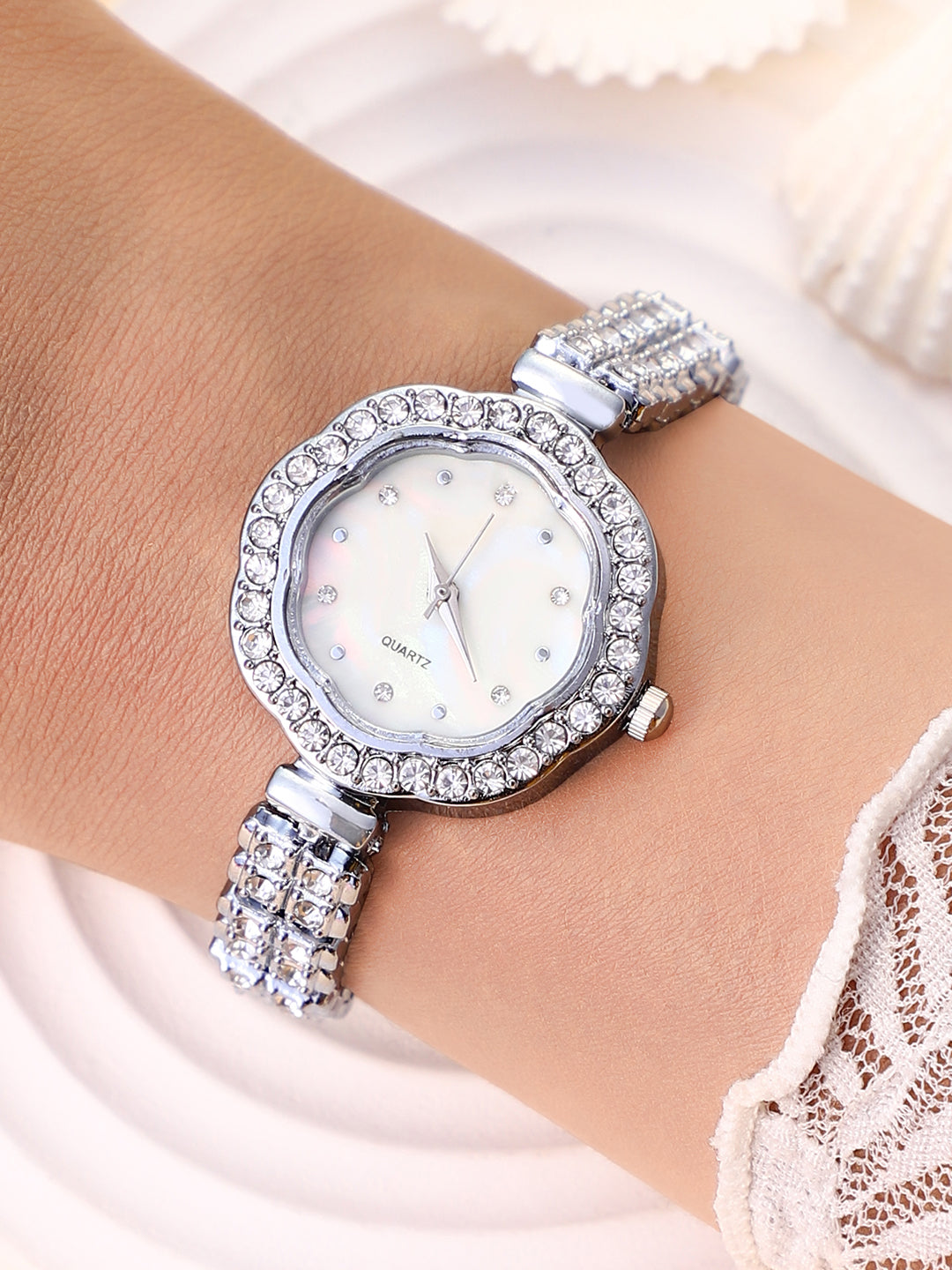 Embellished Swirl Round Watch