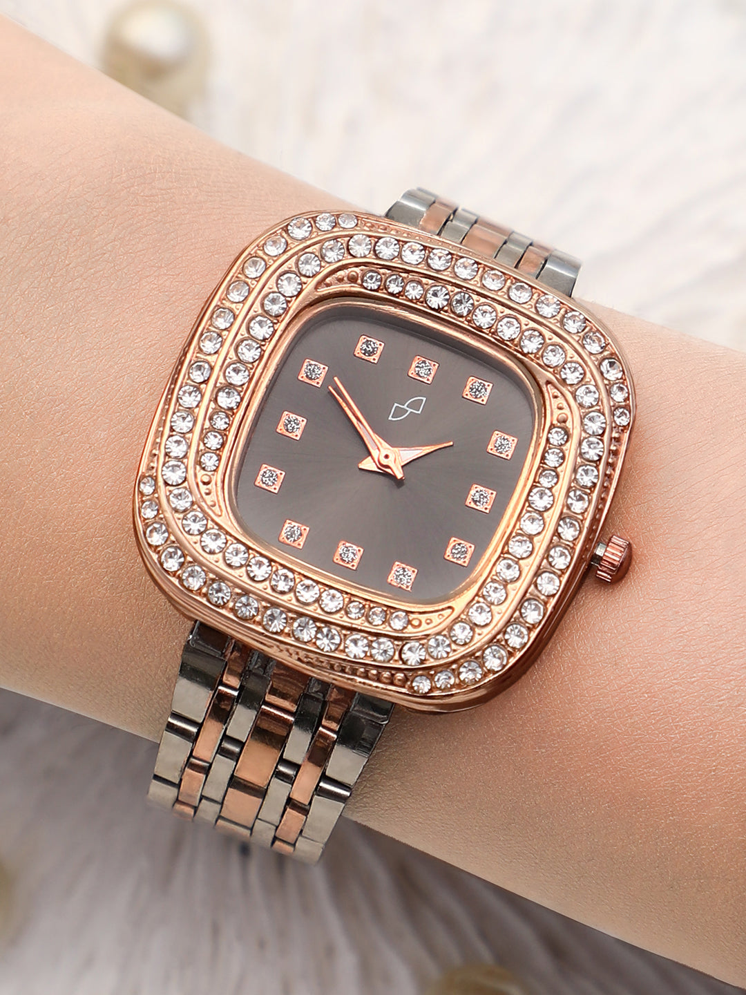 The Embellished Block Round Watch