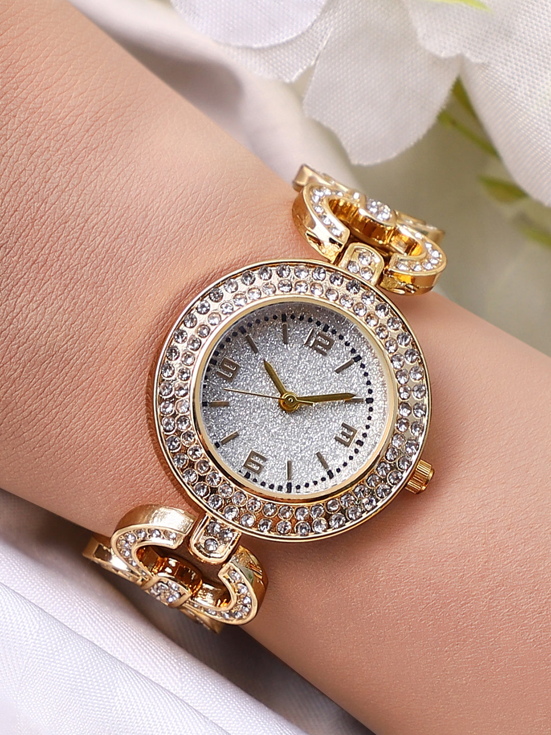 The Embellished Link Round Watch