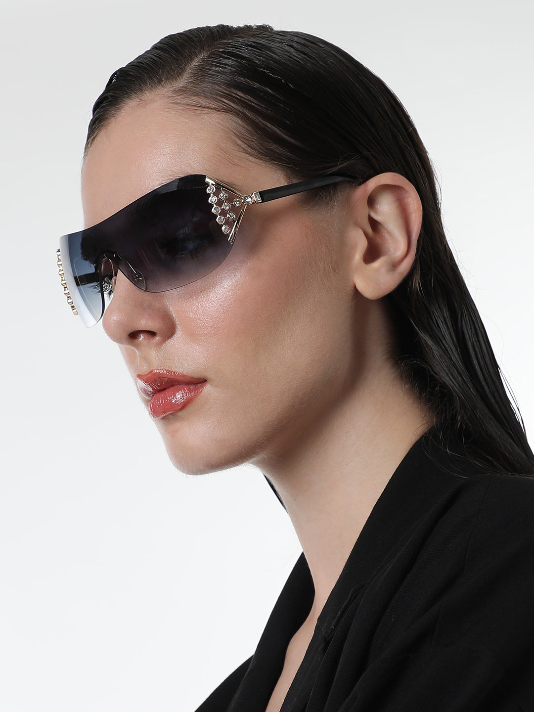 The Bling Wrap Sunglasses - Onyx Black