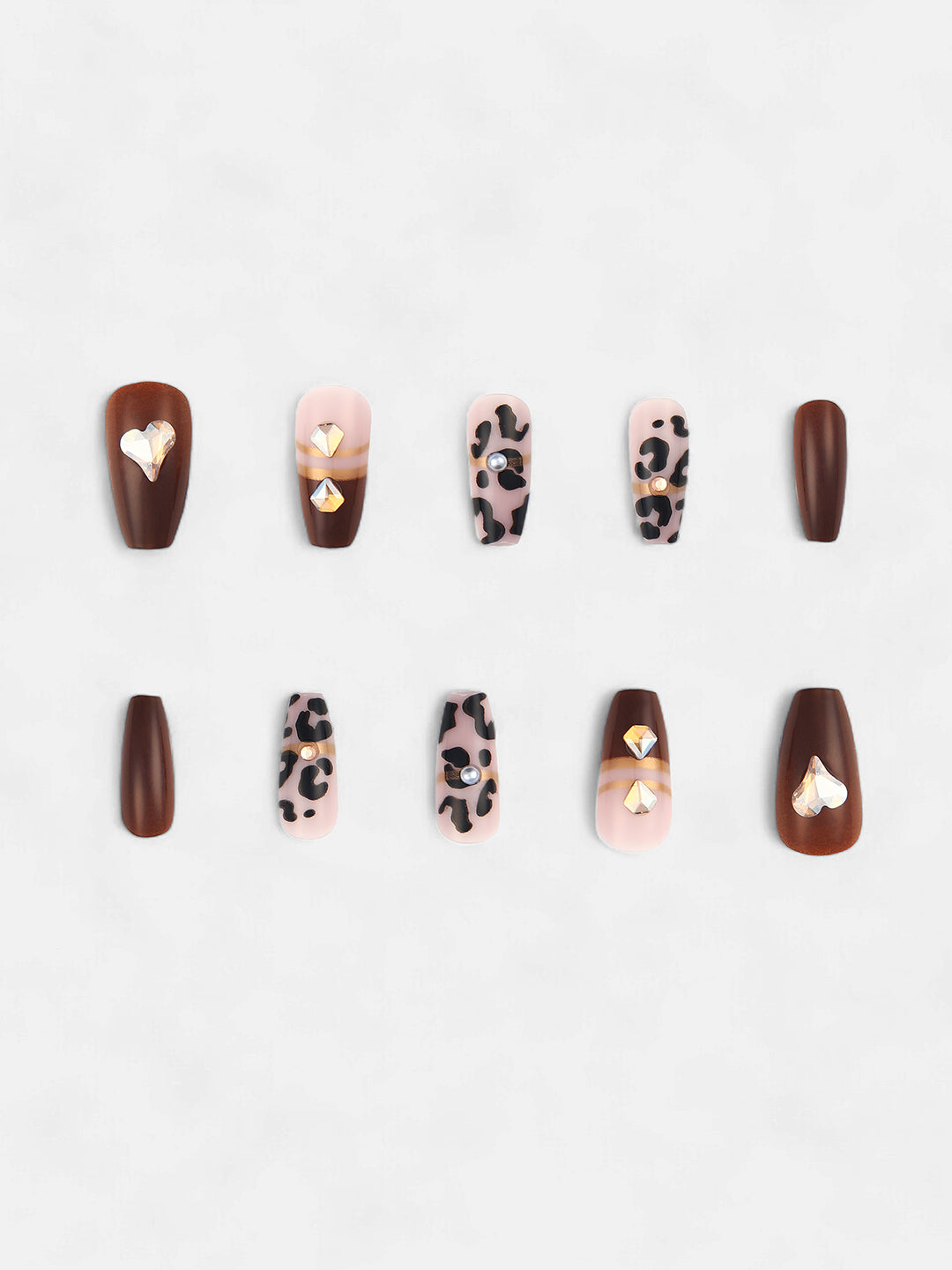 The Cheetah Cuore Press-On Nails - Chocolate Brown