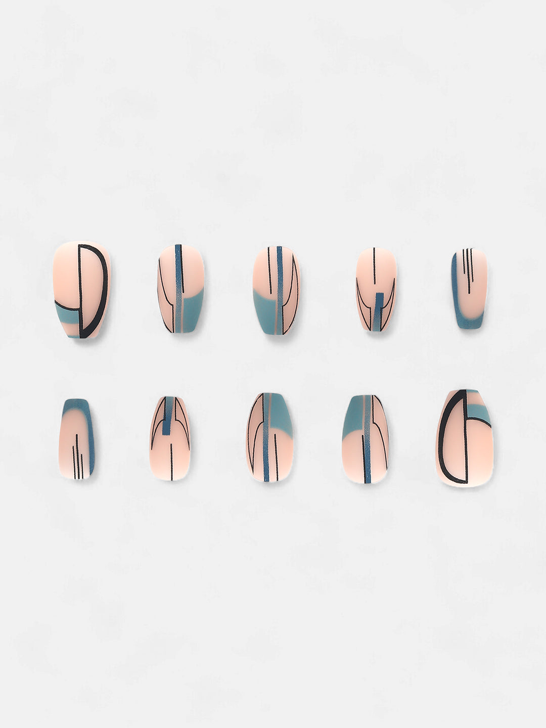 The Abstract Lined Press-On Nails - Sage Green