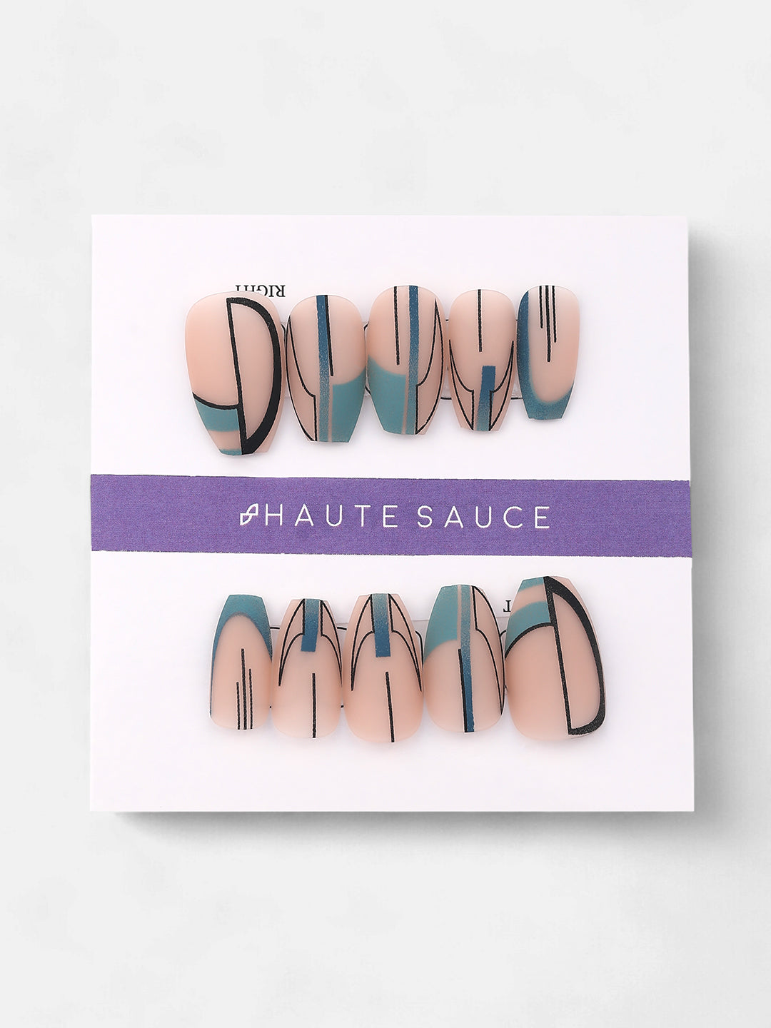 The Abstract Lined Press-On Nails - Sage Green