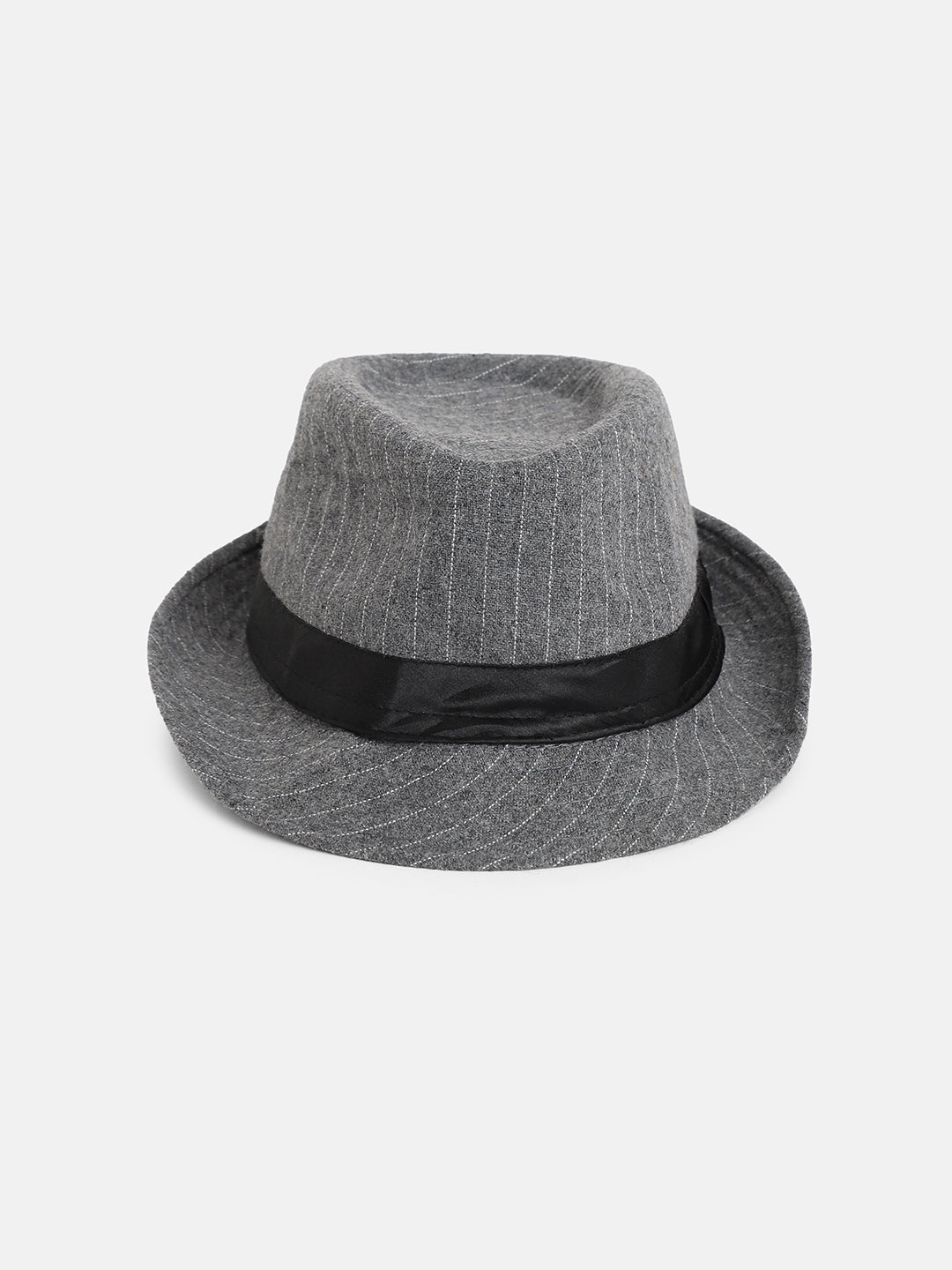 Striped Fedora Hat - Grey