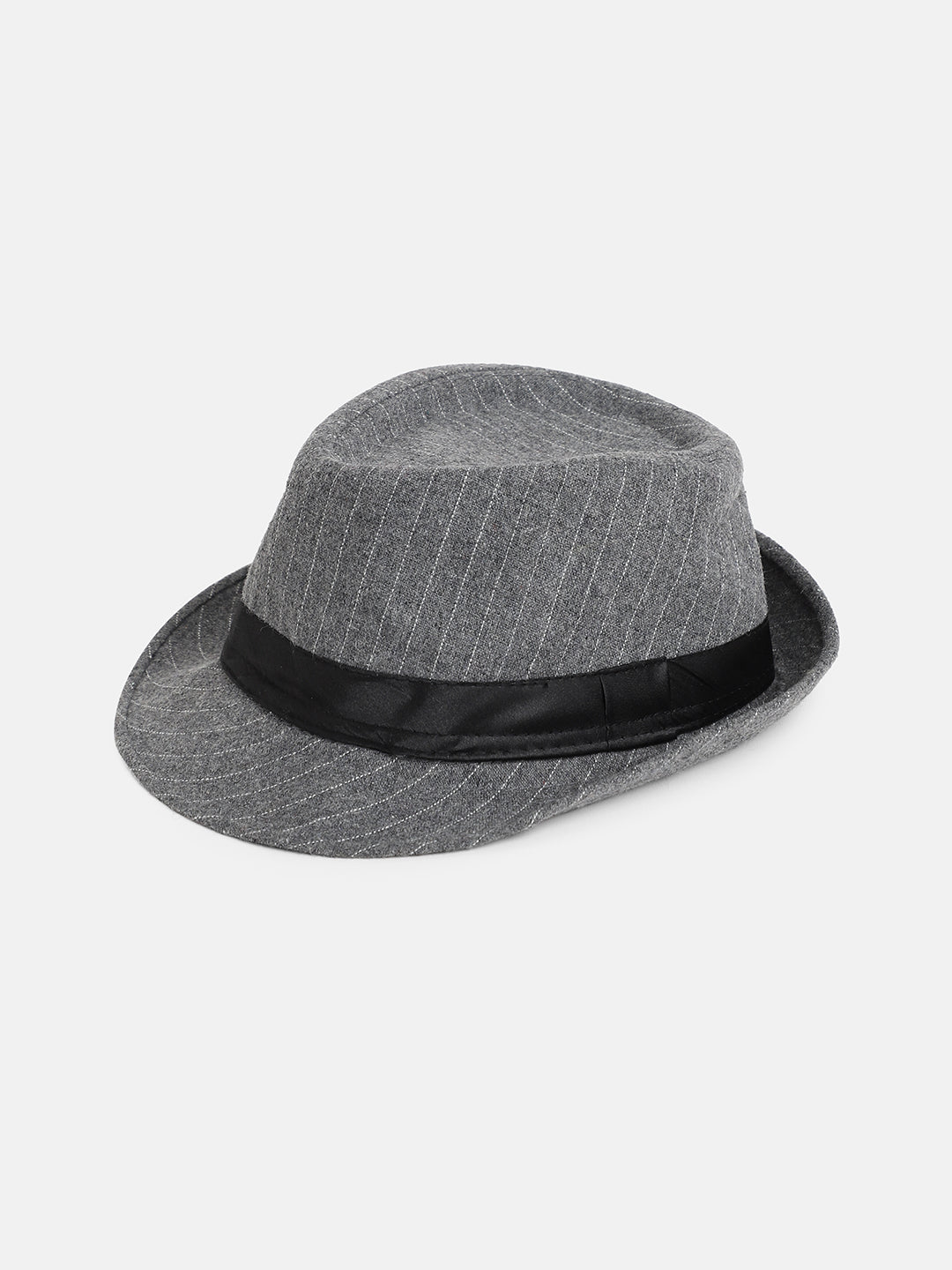 Striped Fedora Hat - Grey