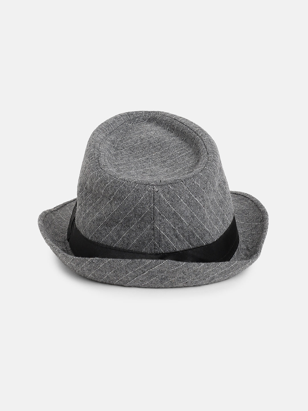 Striped Fedora Hat - Grey