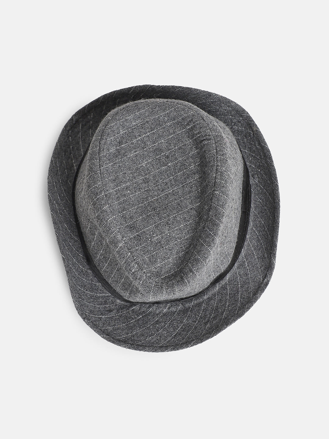 Striped Fedora Hat - Grey