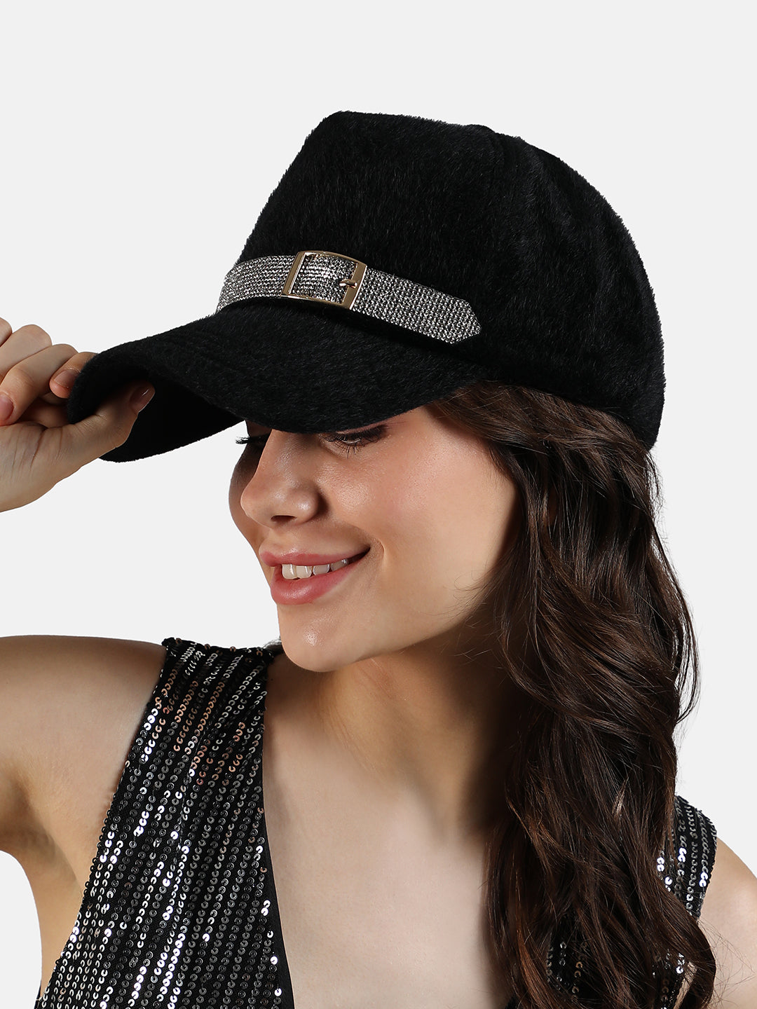 Bling Buckle Baseball Cap - Black