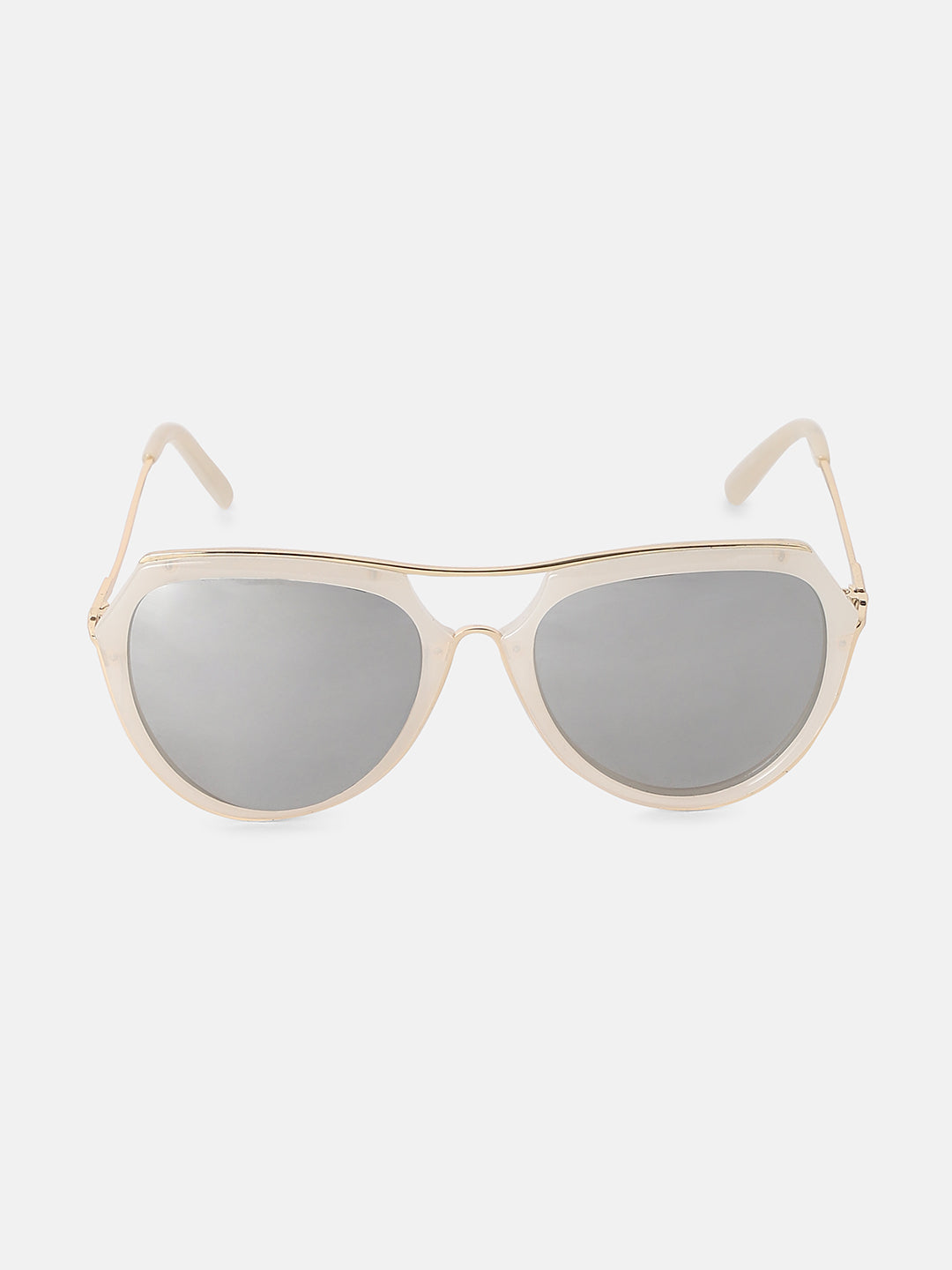 Metallic Aviator Sunglasses - White