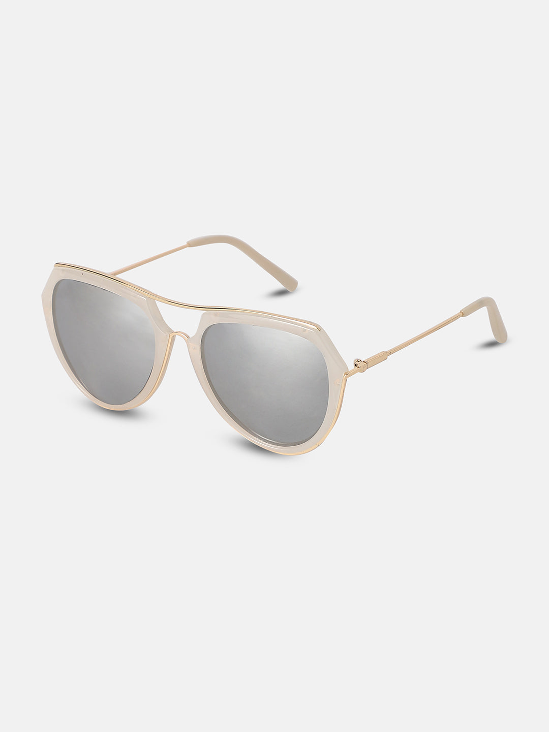 Metallic Aviator Sunglasses - White