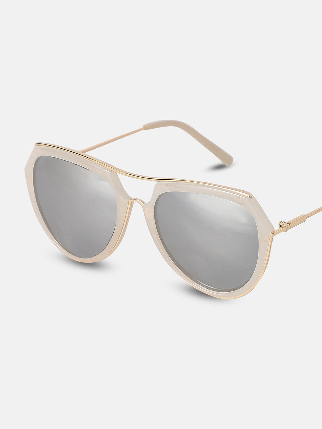 Metallic Aviator Sunglasses - White