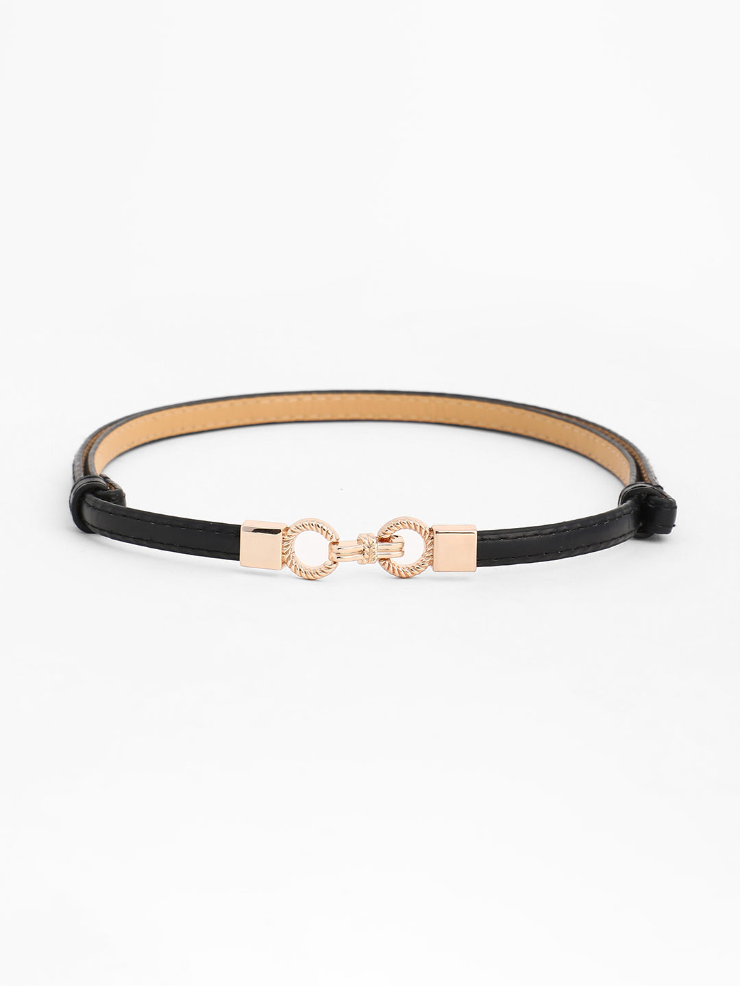 Twisted Ring Sleek Belt - Midnight Black