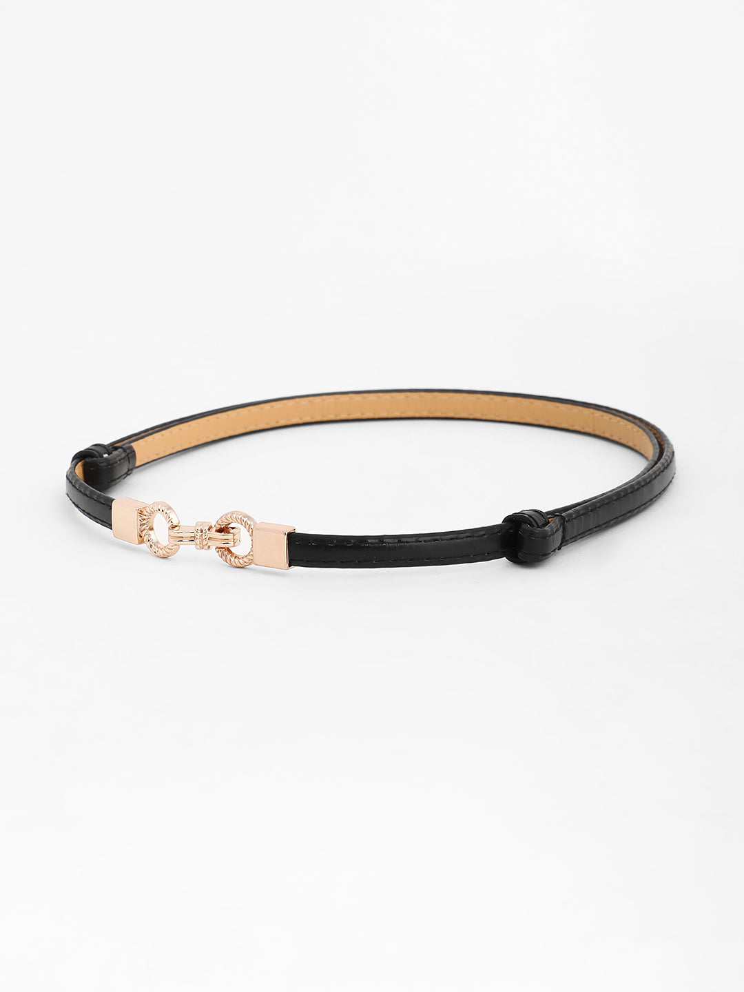 Twisted Ring Sleek Belt - Midnight Black