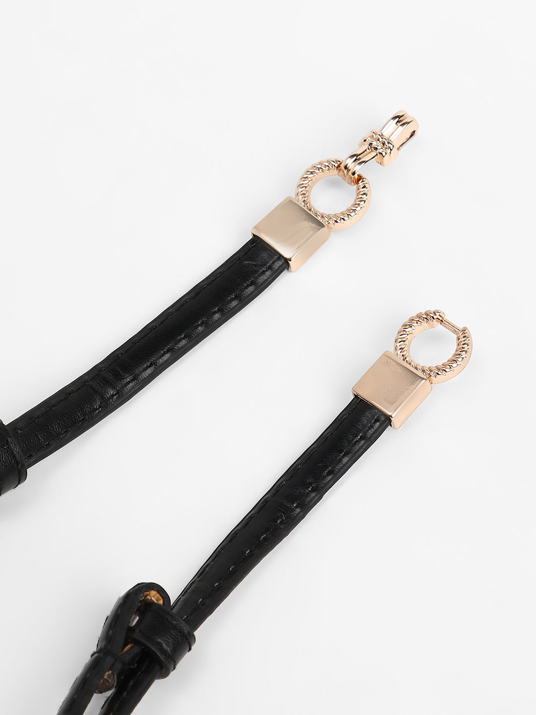 Twisted Ring Sleek Belt - Midnight Black