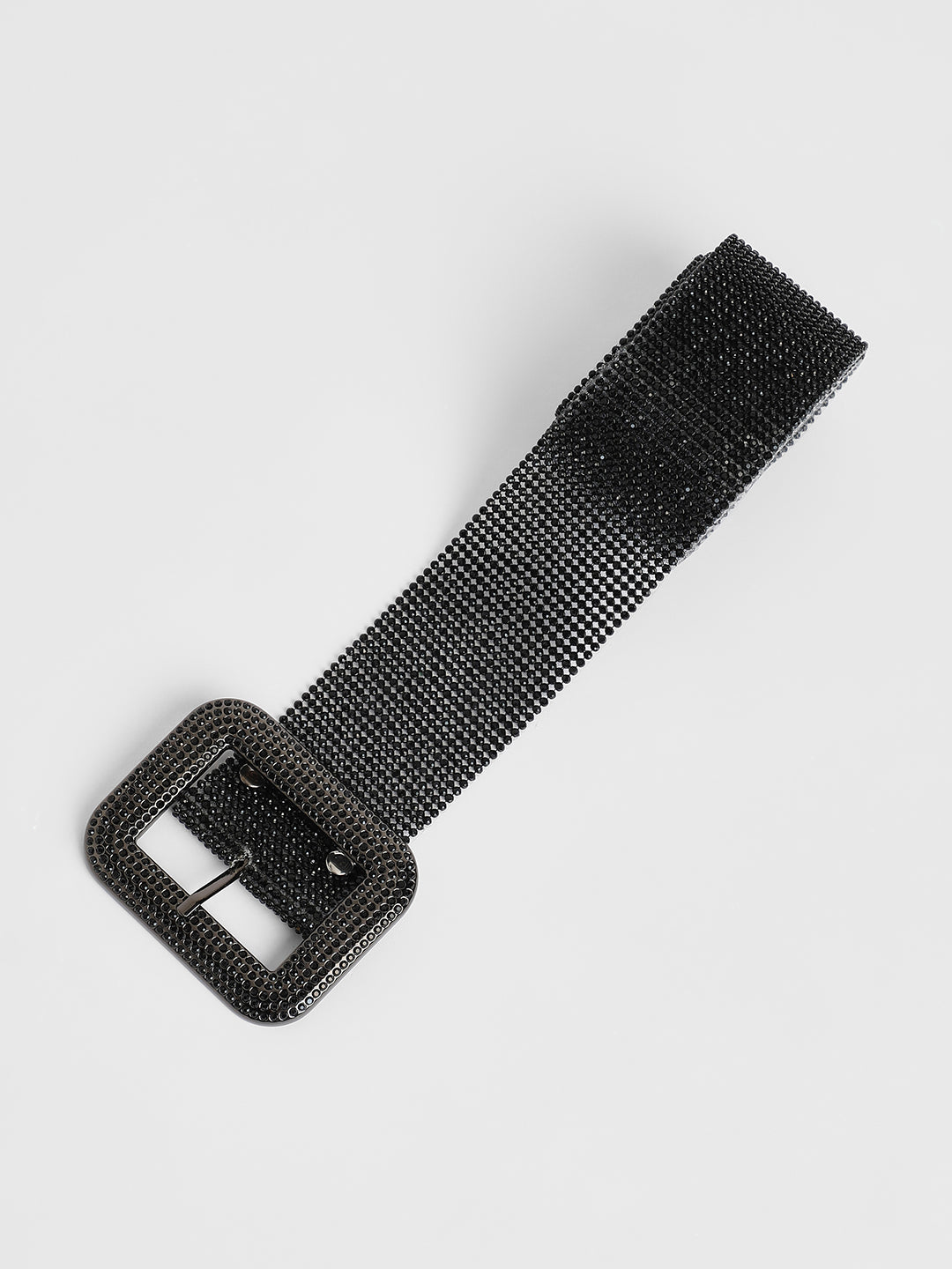 The Crystalised Embellished Belt - Onyx Black