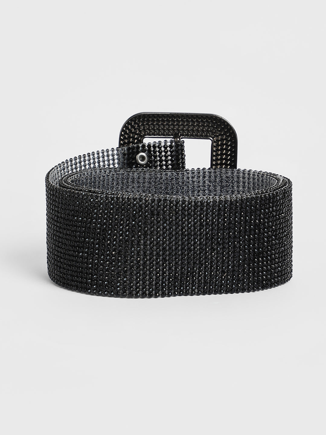 The Crystalised Embellished Belt - Onyx Black