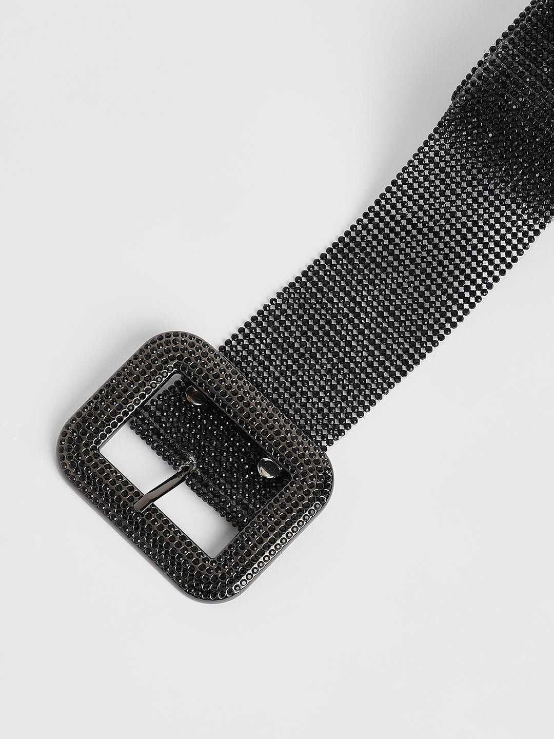 The Crystalised Embellished Belt - Onyx Black