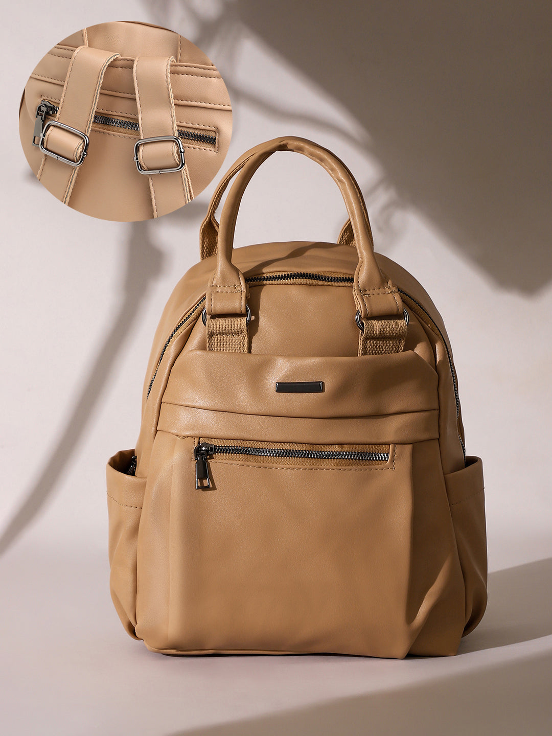 The Top Handle Curve Backpack - Buff Beige