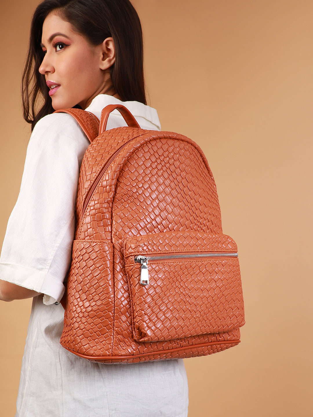 The Weave Curve Backpack - Sienna Brown