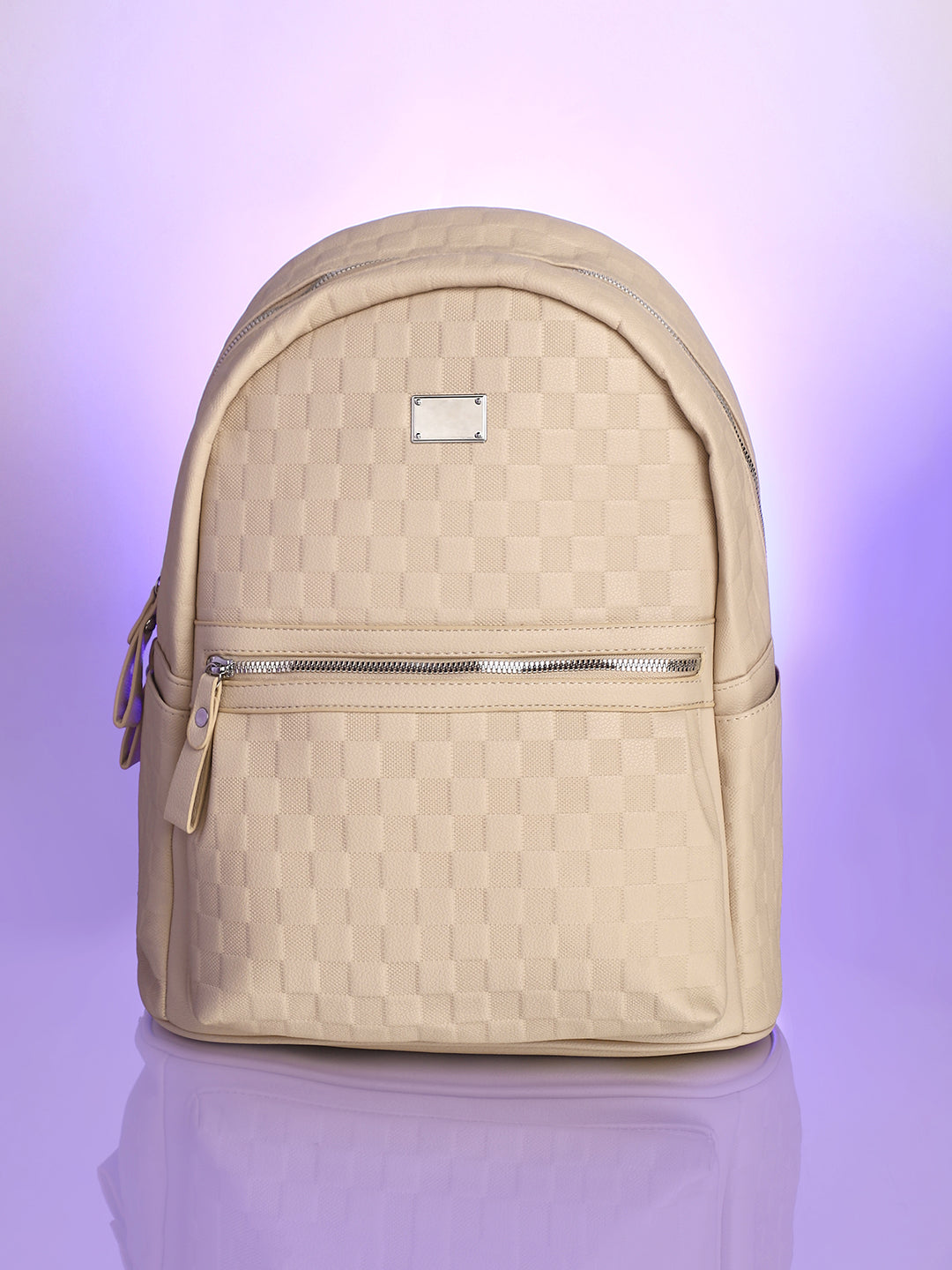 The Checkered Curve Backpack - Ivory White