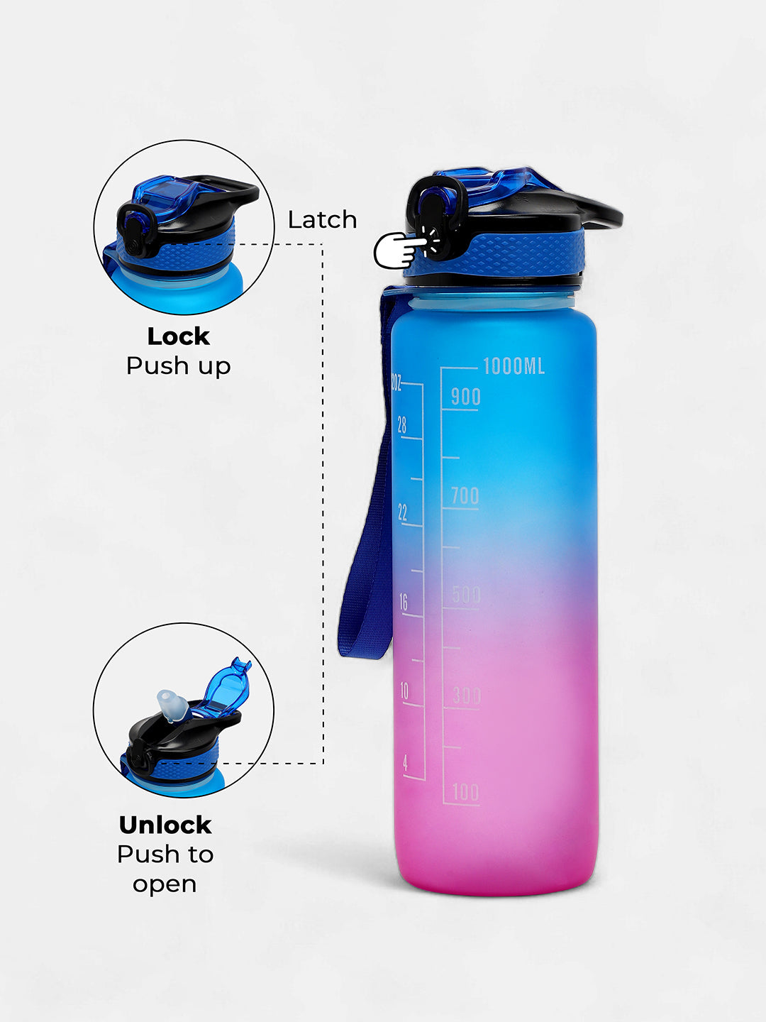 The Hydration Itinerary Sipper (1000 ML) - Indigo Blue & Amethyst Purple