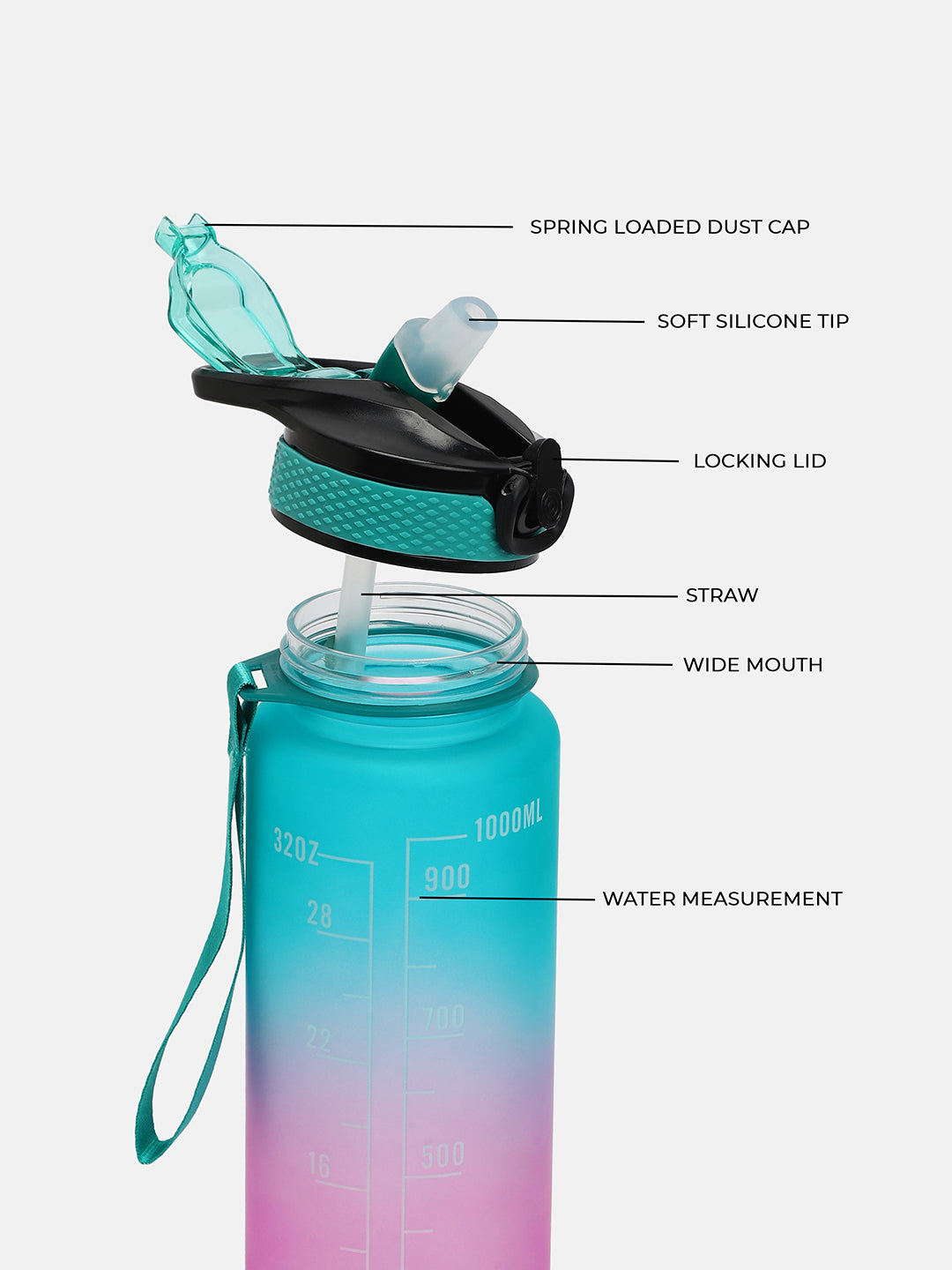 The Hydration Itinerary Sipper (1000 Ml) - Forest Green & Amethyst Purple