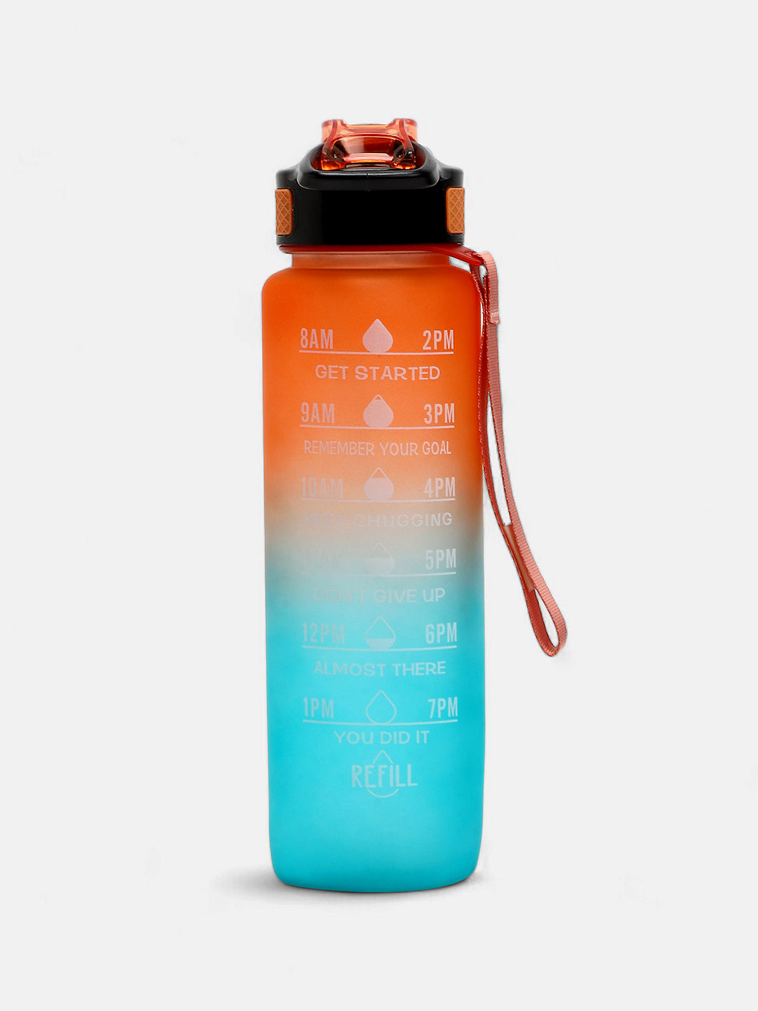 The Hydration Itinerary Sipper (1000 Ml) - Pumpkin Orange & Forest Green