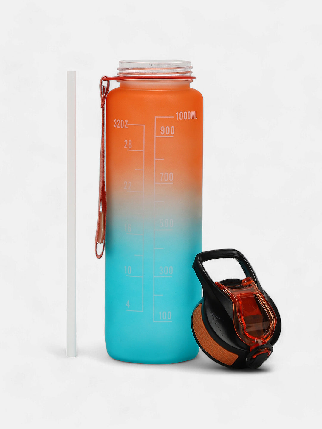 The Hydration Itinerary Sipper (1000 Ml) - Pumpkin Orange & Forest Green