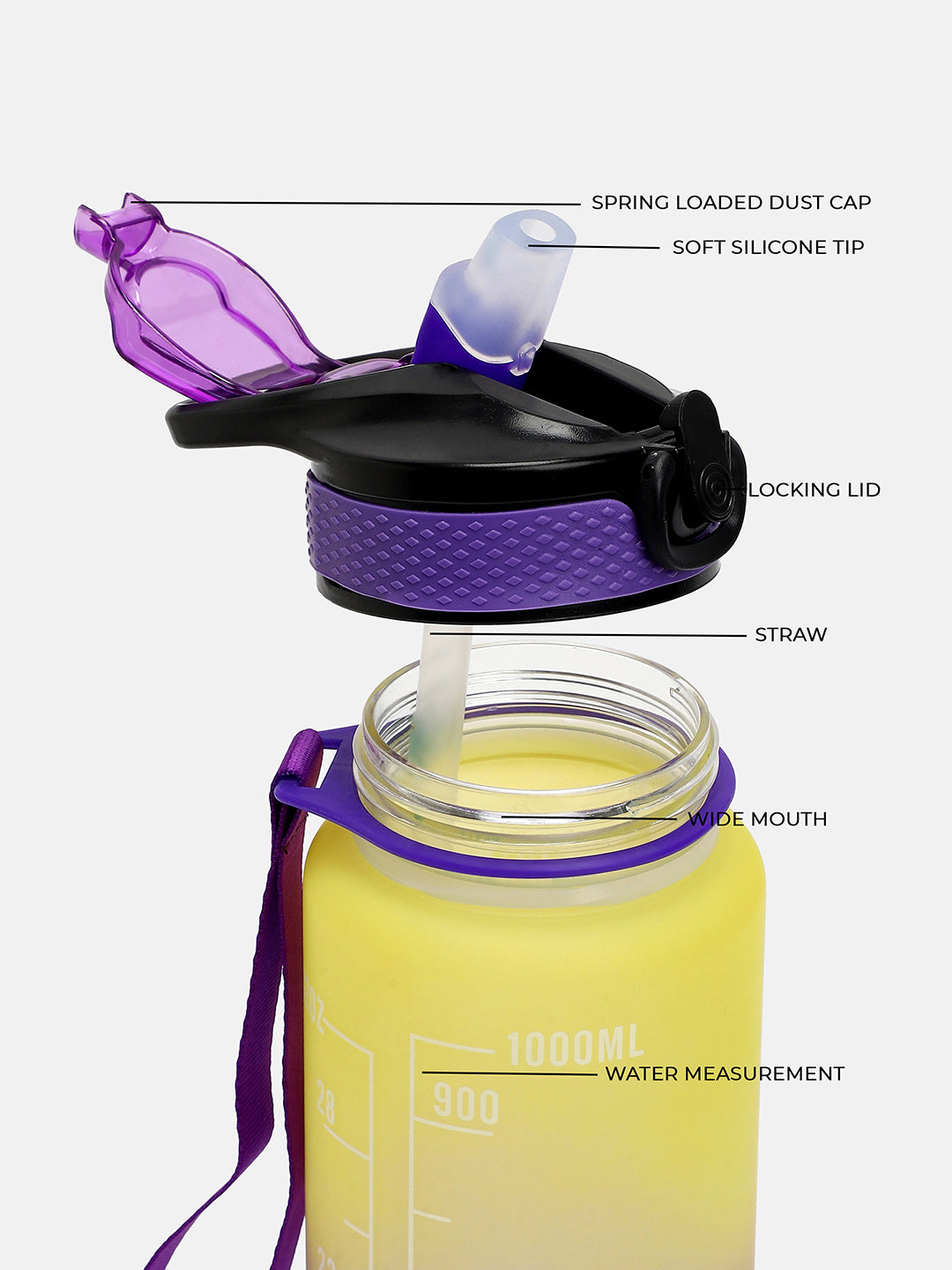 The Hydration Itinerary Sipper (1000 Ml) - Lemon Yellow