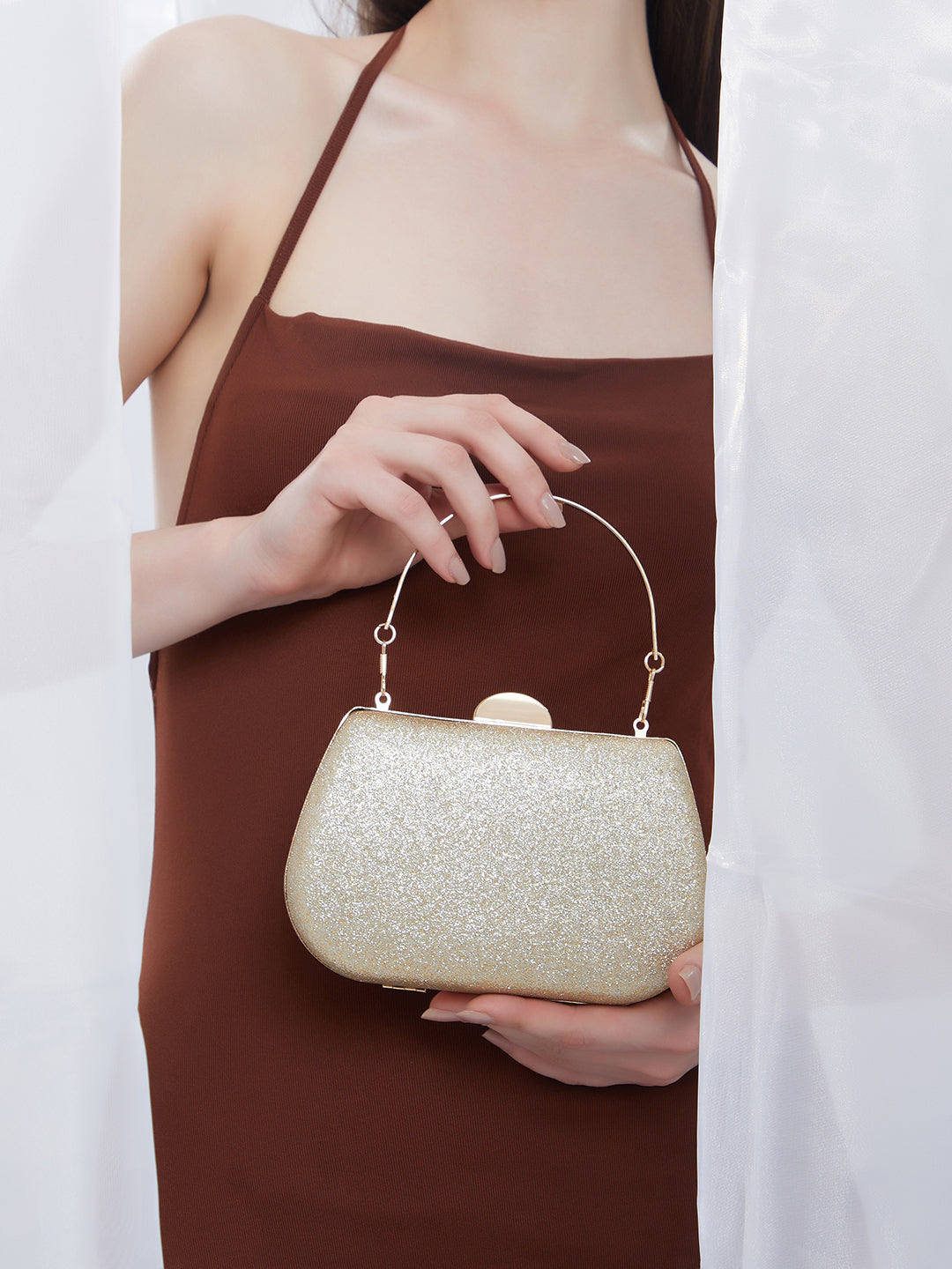 The Leaur Clutch Bag - Champayne Gold