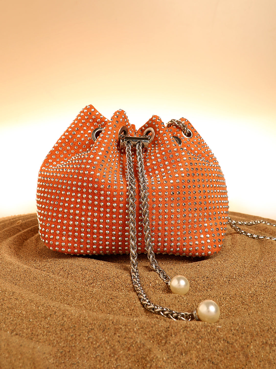 The Stud Chain Sling Bag - Pumpkin Orange