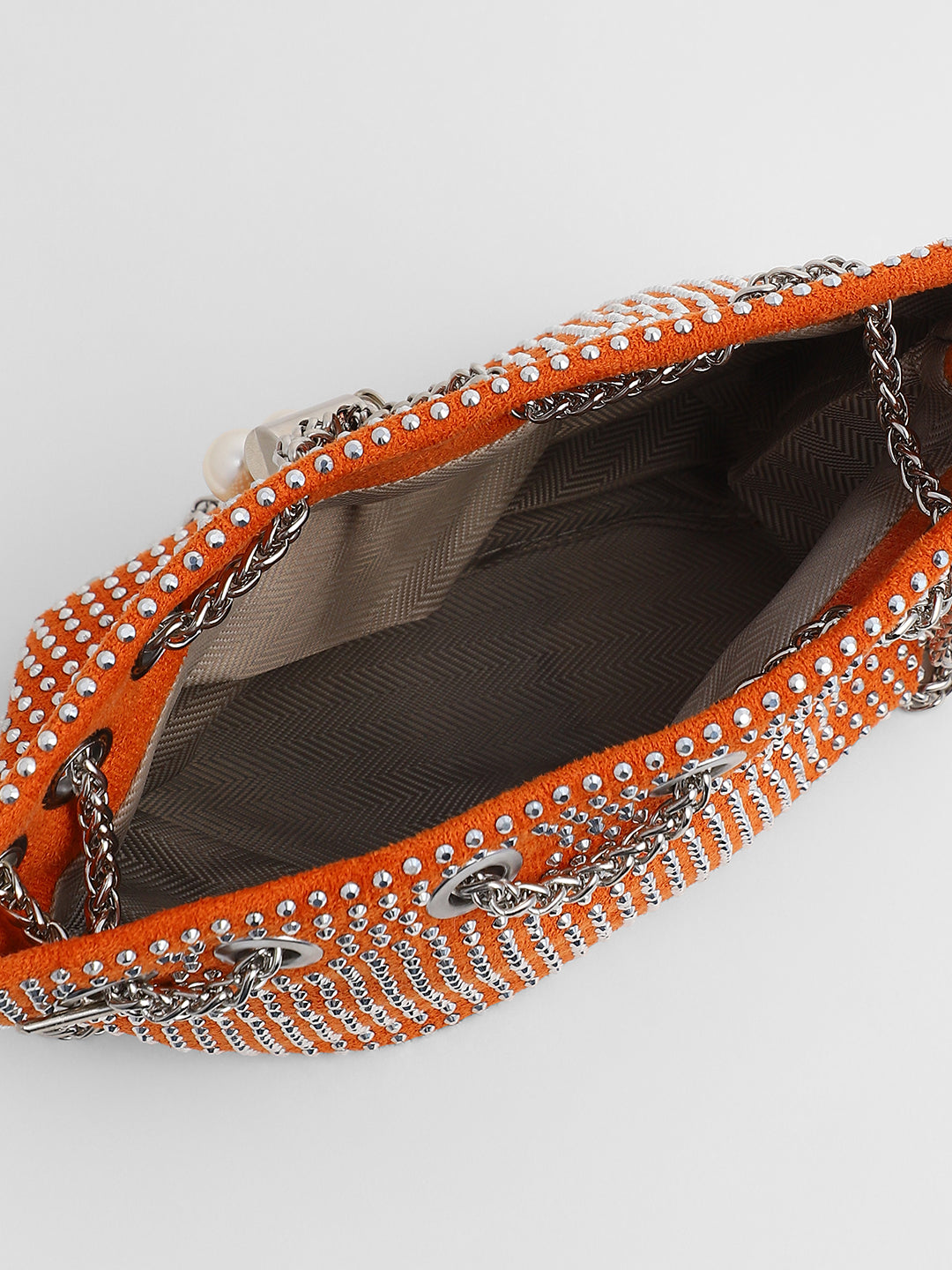 The Stud Chain Sling Bag - Pumpkin Orange