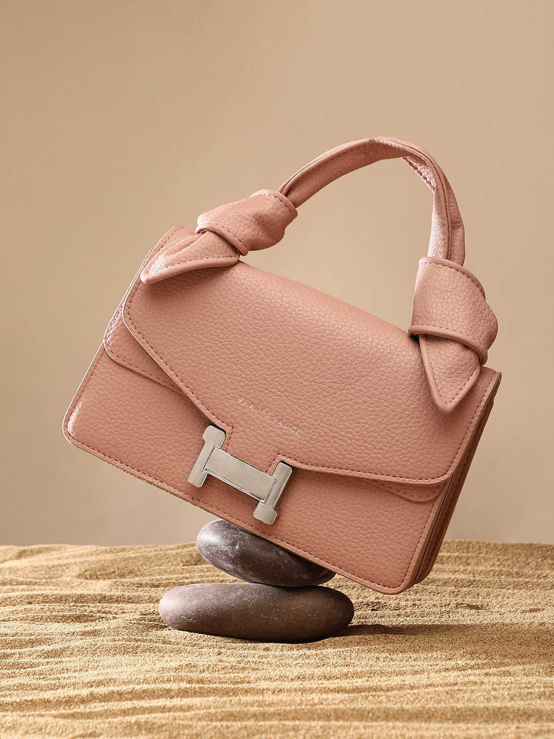 The Monogram Sash Hand Bag - Nude Pink