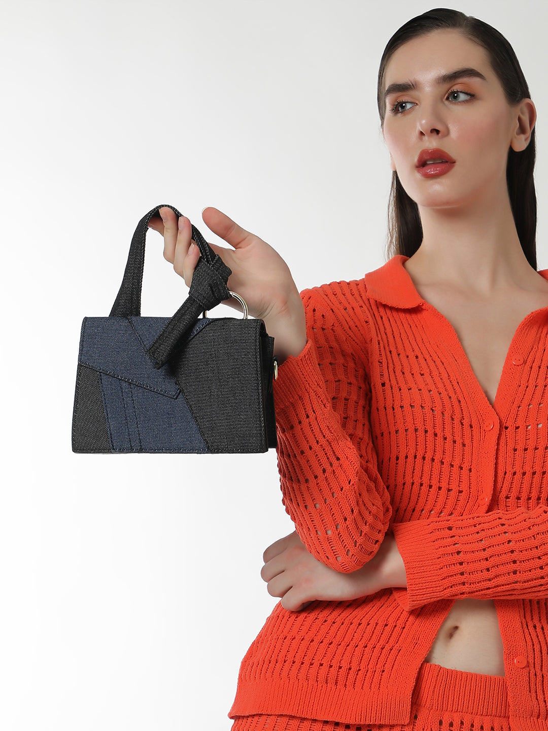 The Denim Sash Hand Bag - Navy Blue