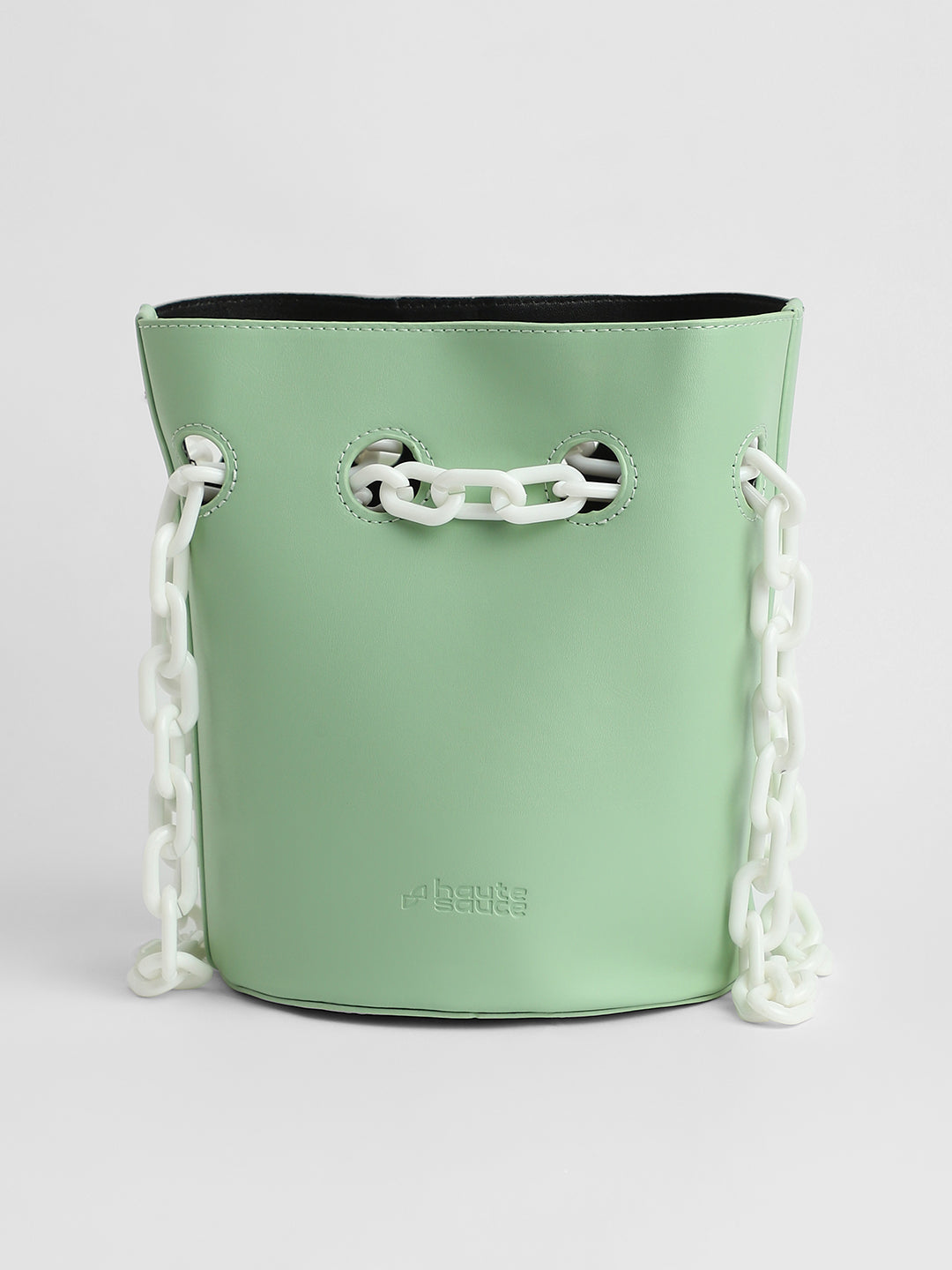 The Block-A-Chain Bucket Bag - Pistachio Green