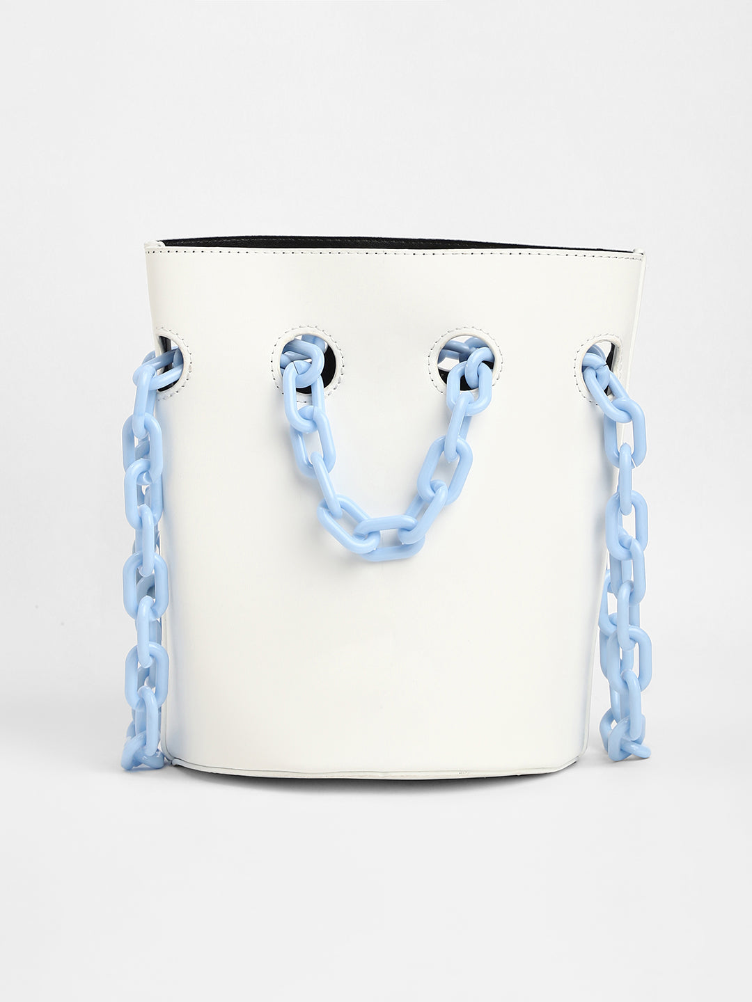 The Block-A-Chain Bucket Bag - Daisy White