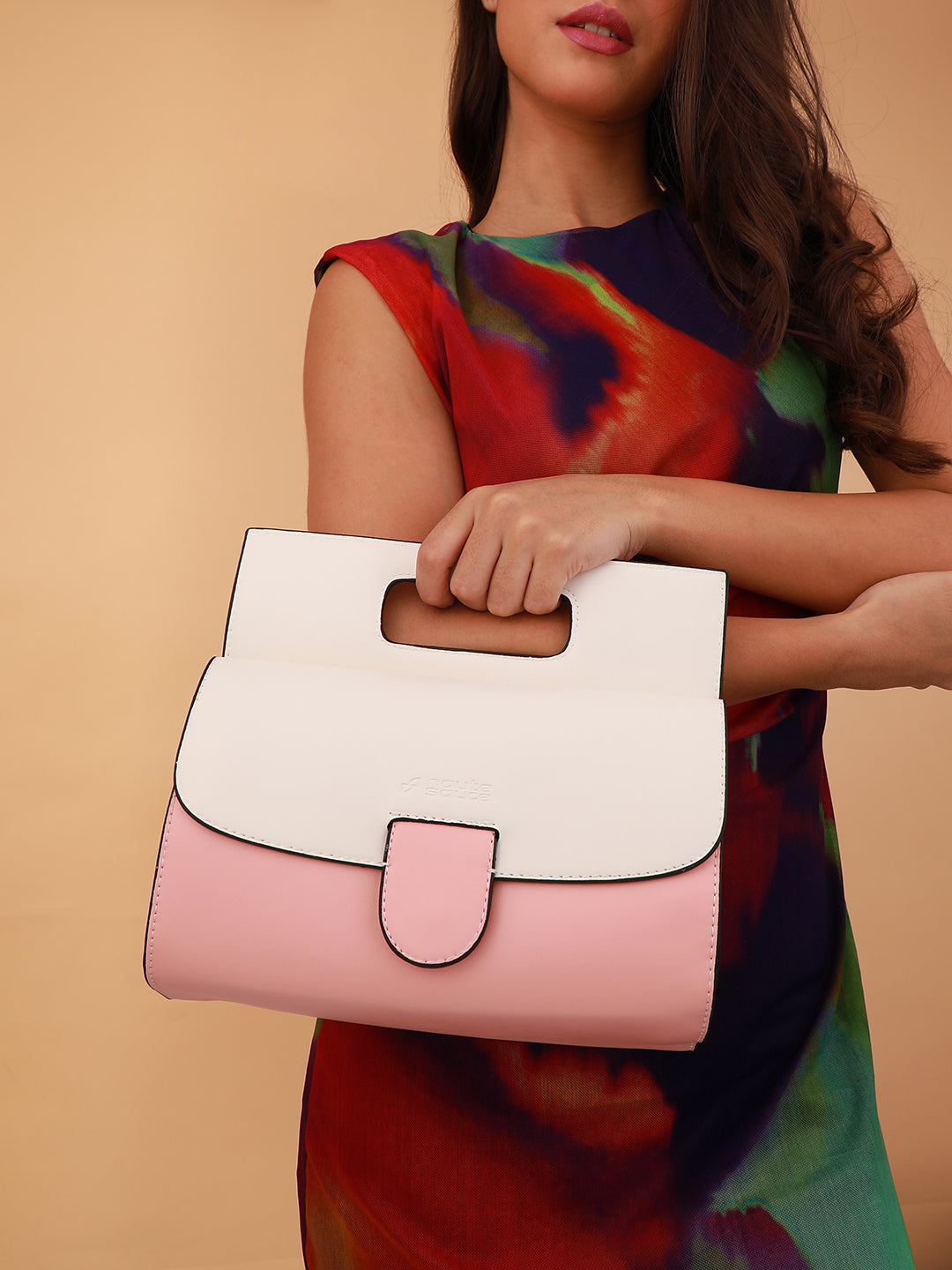 The Envelope Hand Bag - Flamingo Pink & Ivory White