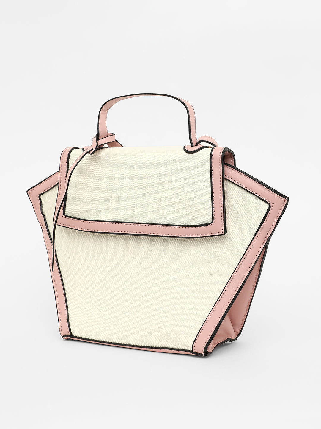 The Roma Canvas Hand Bag - Blush Pink & Cloud White