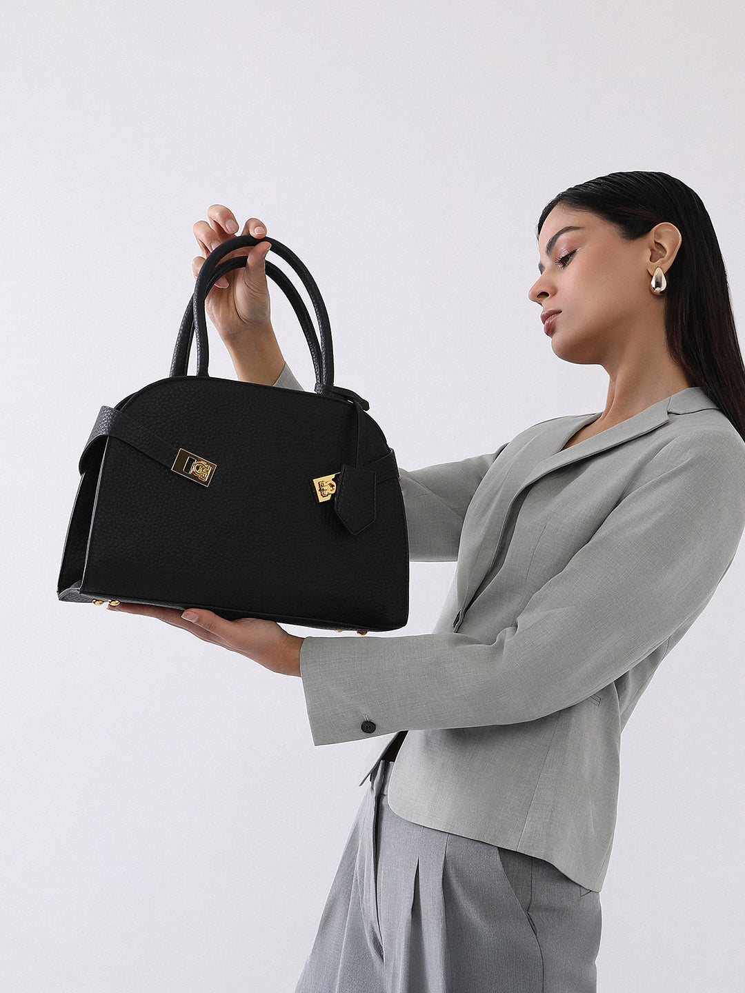 The Large Meridian Hand Bag - Onyx Black