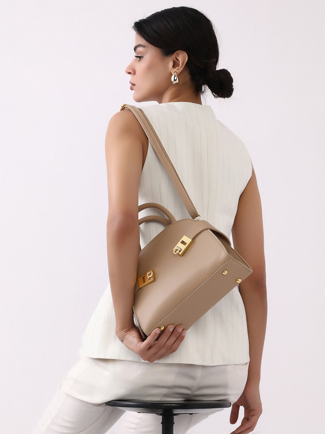 The Small Meridian Hand Bag - Ash Beige