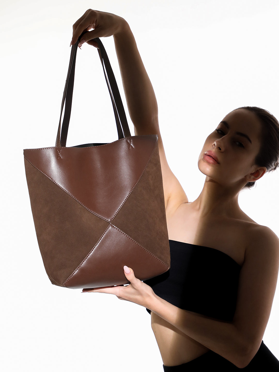 The Velouré Tote Bag - Chocolate Brown